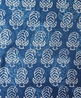 2.5 m Indigo hand spun handwoven cotton dabu print kurta material