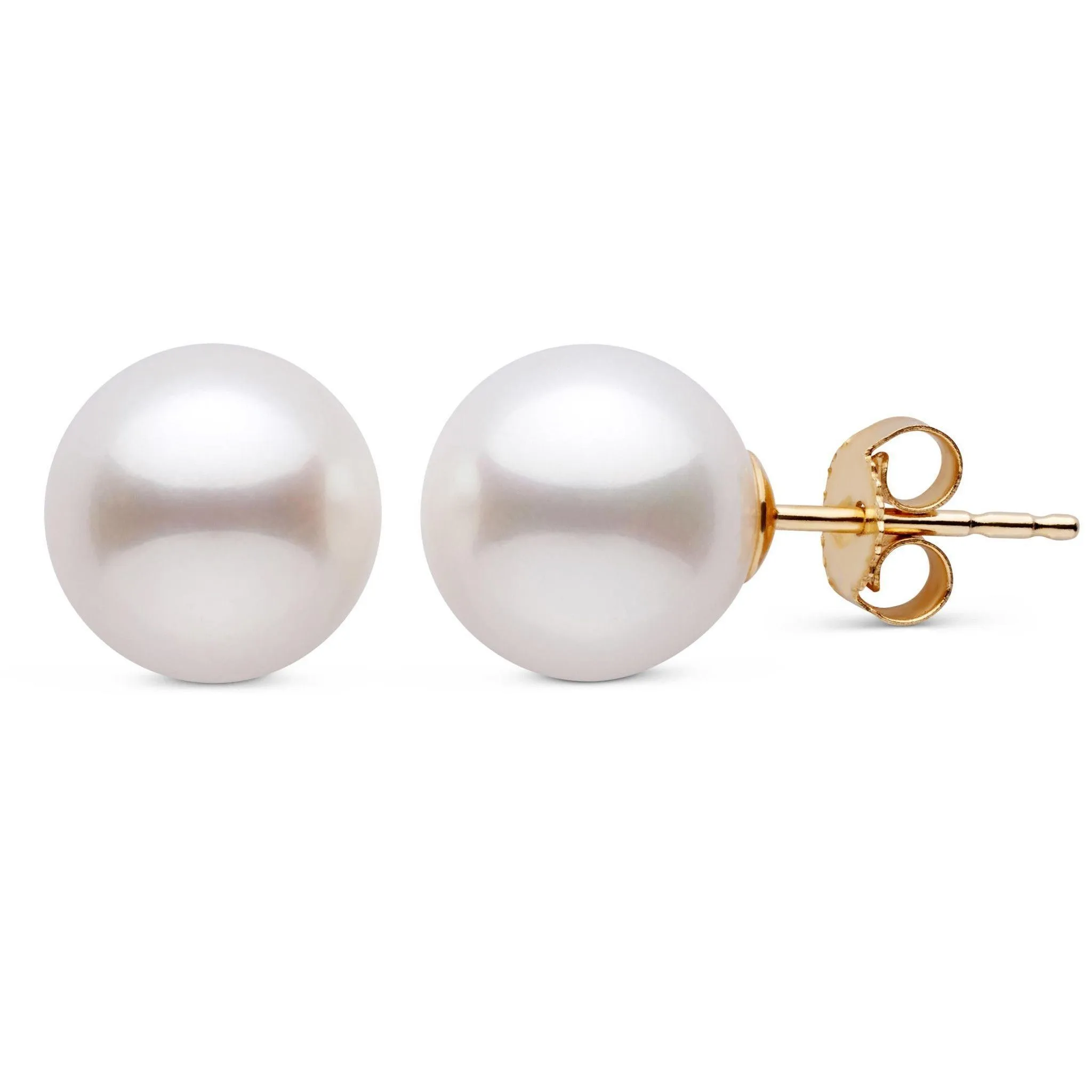 9.0-10.0 mm White Freshadama Freshwater Pearl Stud Earrings