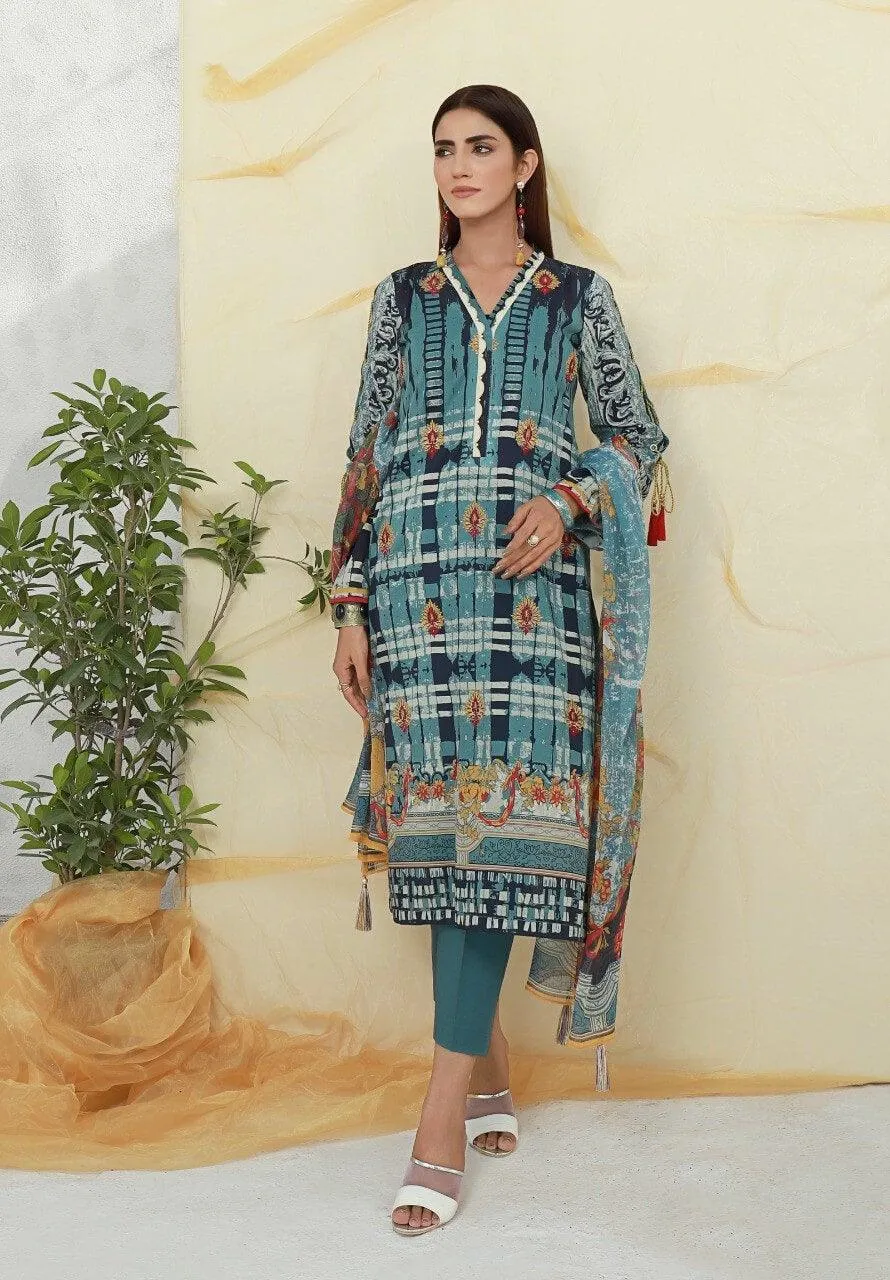 ACE Galleria Digital Embroidered Unstitched 3 Piece Lawn Suit ACE-12050