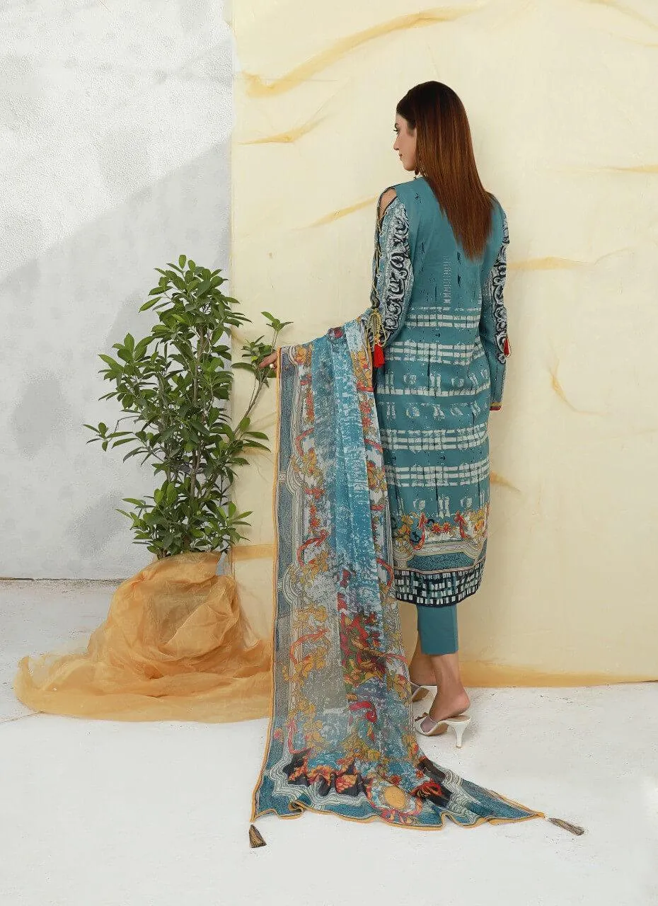 ACE Galleria Digital Embroidered Unstitched 3 Piece Lawn Suit ACE-12050