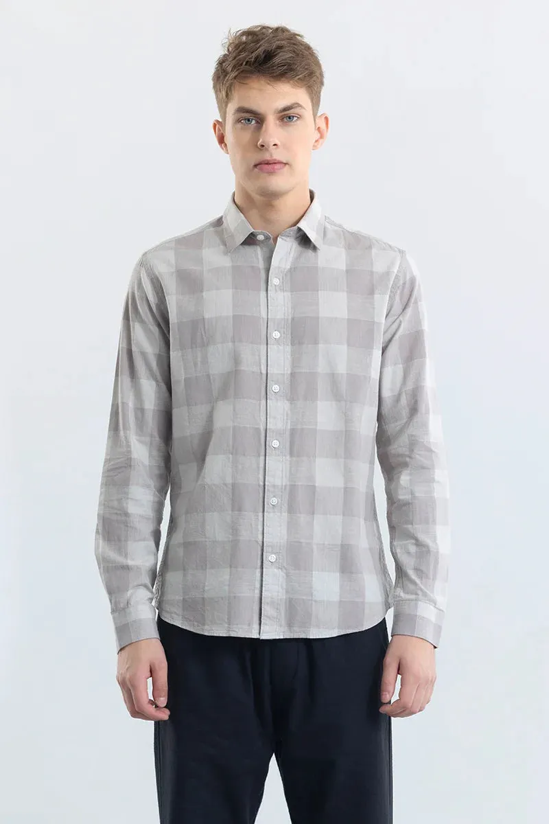 Alessia Cloud Grey Checks Linen Blend Shirt