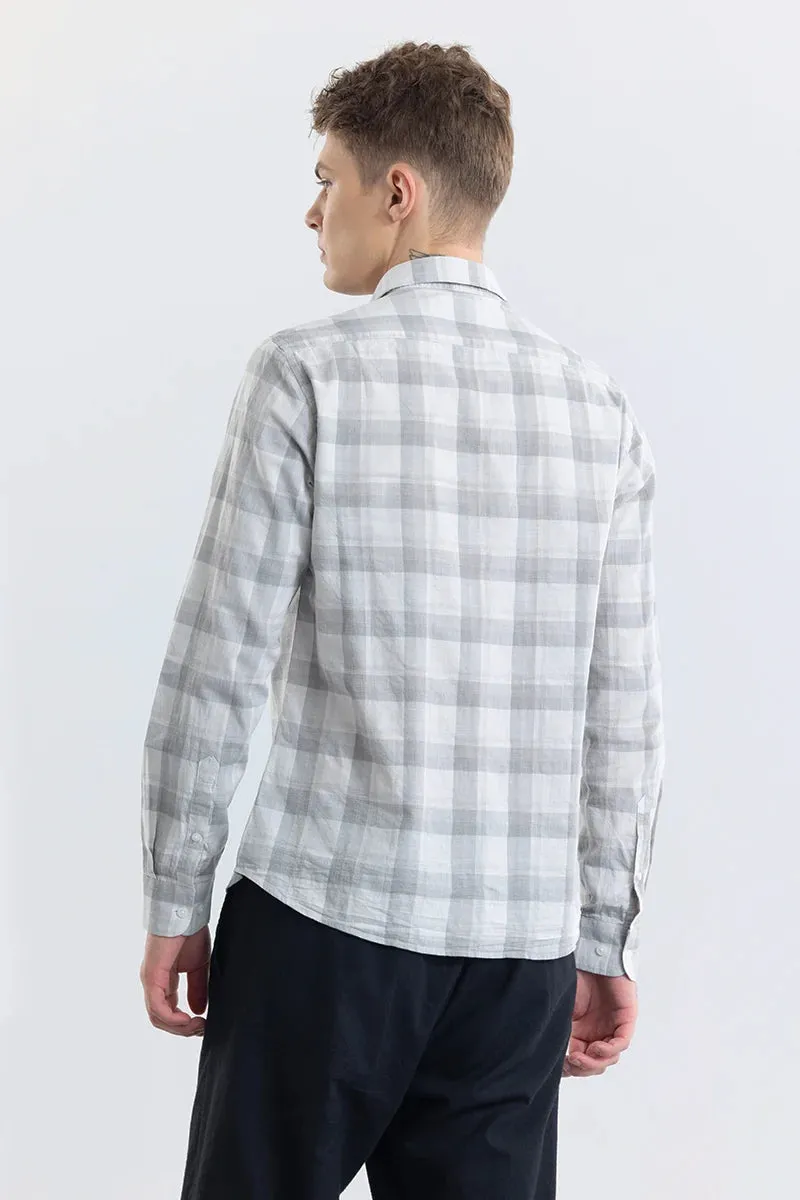 Alessia Smoke Grey Checks Linen Blend Shirt