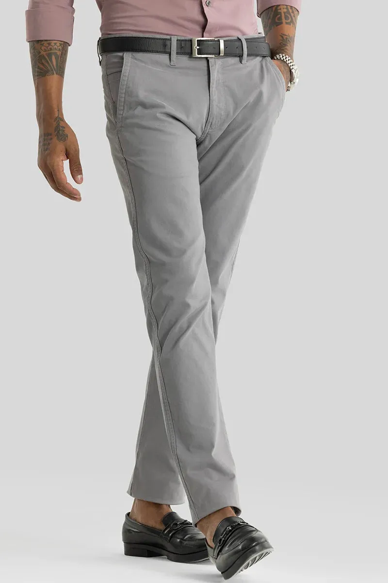 Astral Grey Plain Slim Fit Chinos