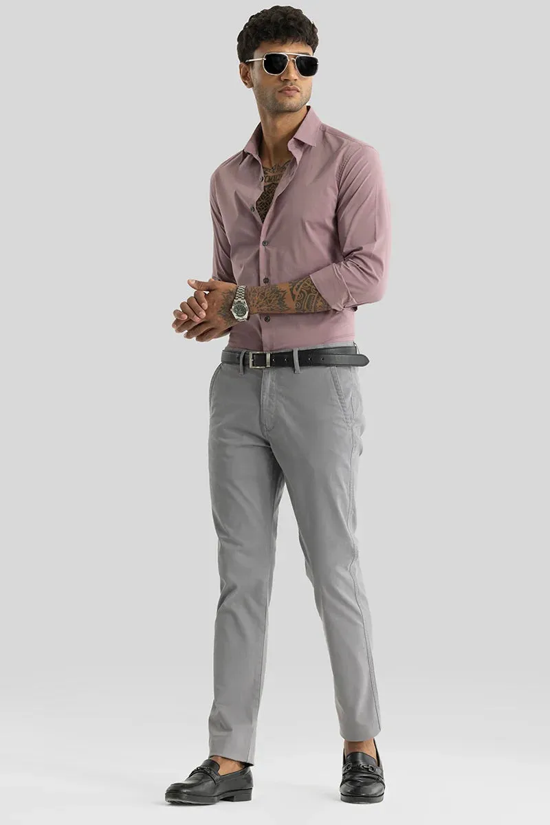 Astral Grey Plain Slim Fit Chinos