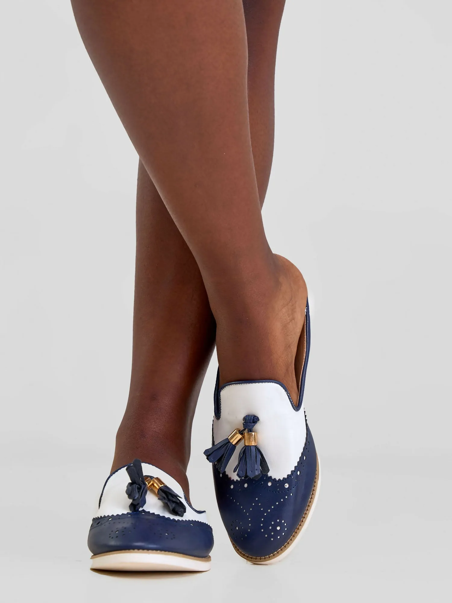 Be Unique Timeless Open Mules - Navy Blue