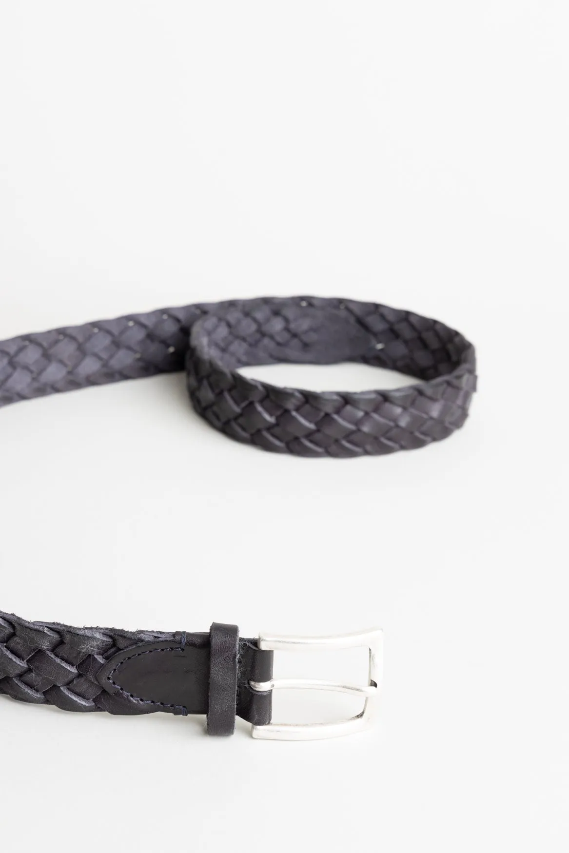 Black Braided Leather Belt