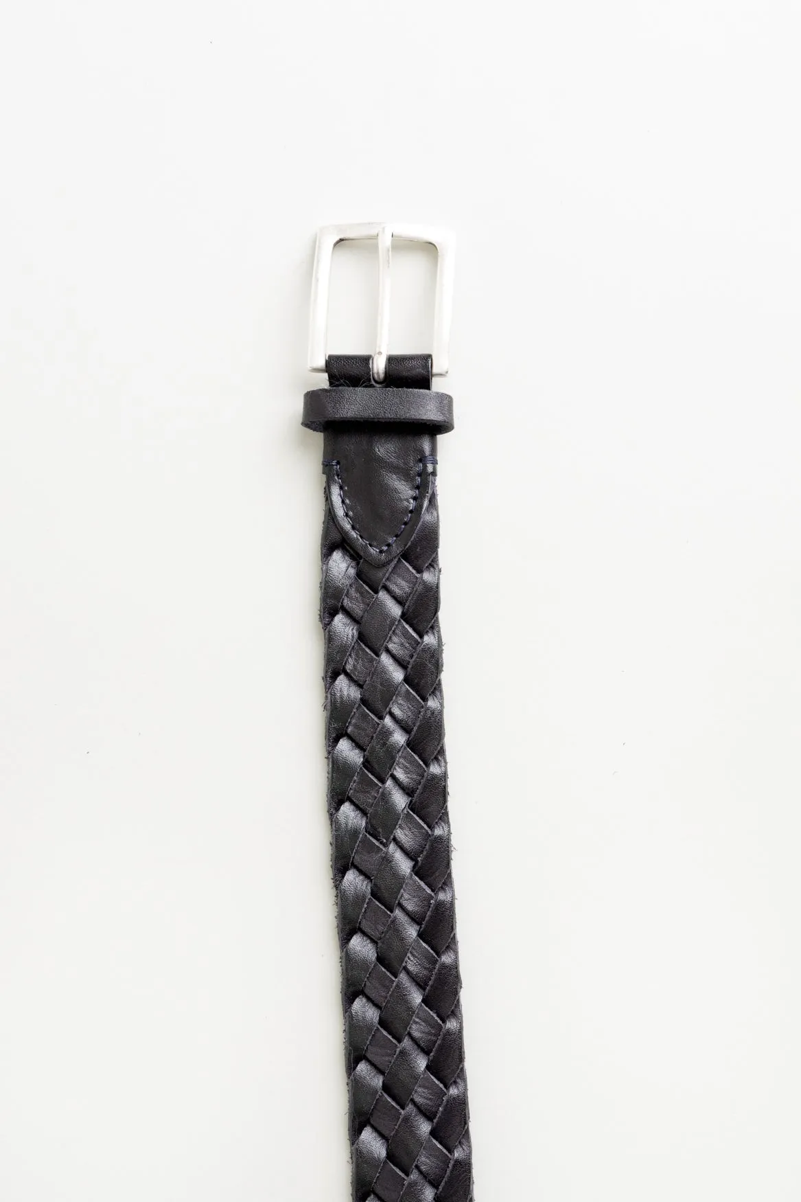 Black Braided Leather Belt