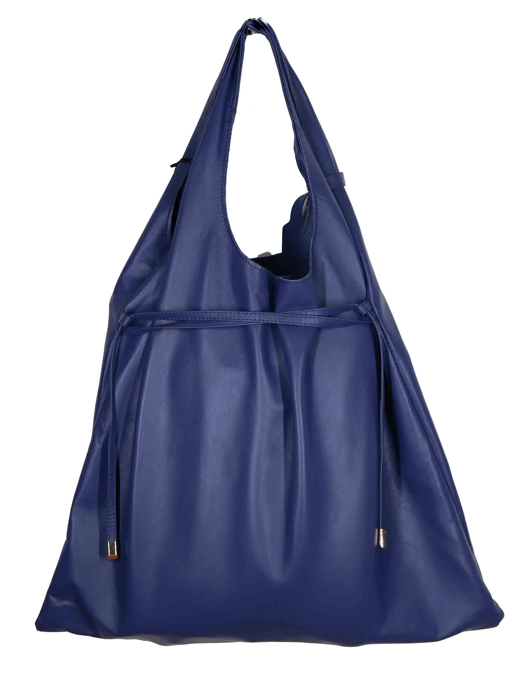 Borse a spalla donna in pelle blu con pochette interna