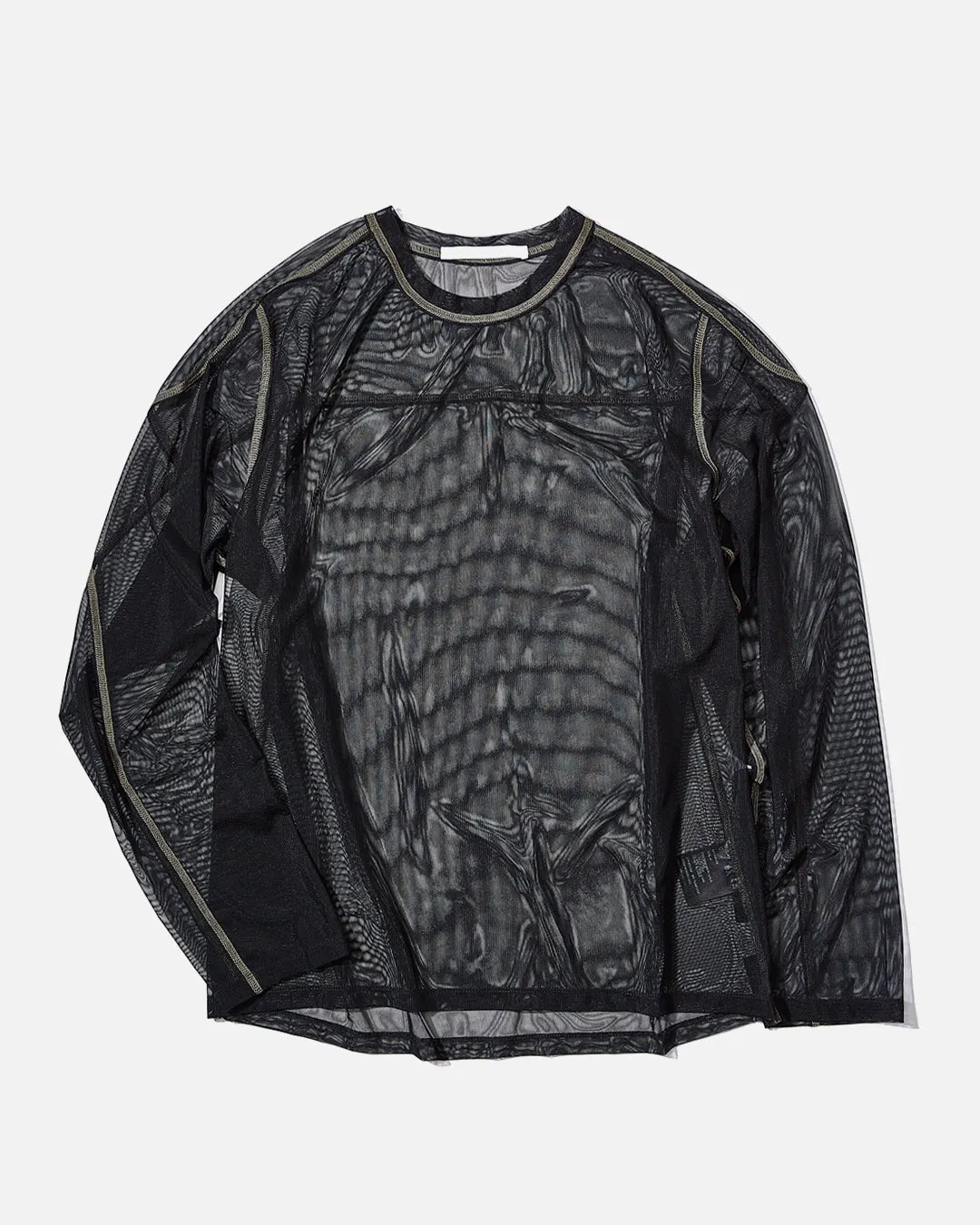 Boxed Mesh Pullover - Black