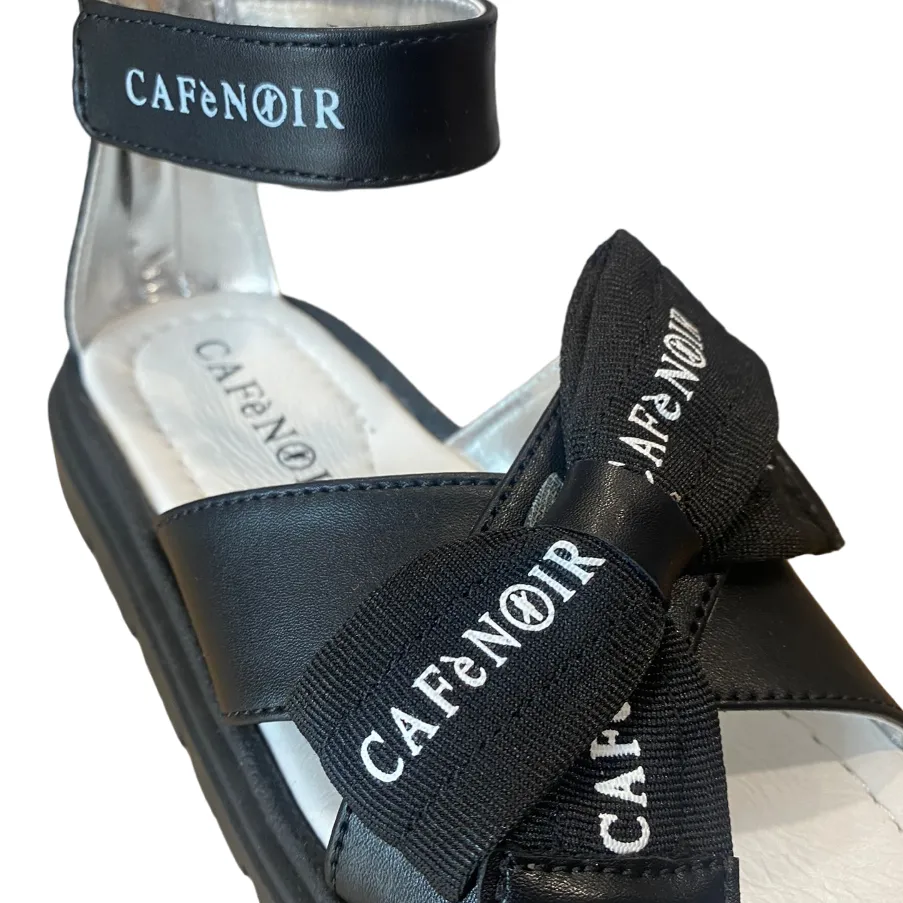 CafèNoir sandal for girls with heel zip and crossed band with bow C-2142B black