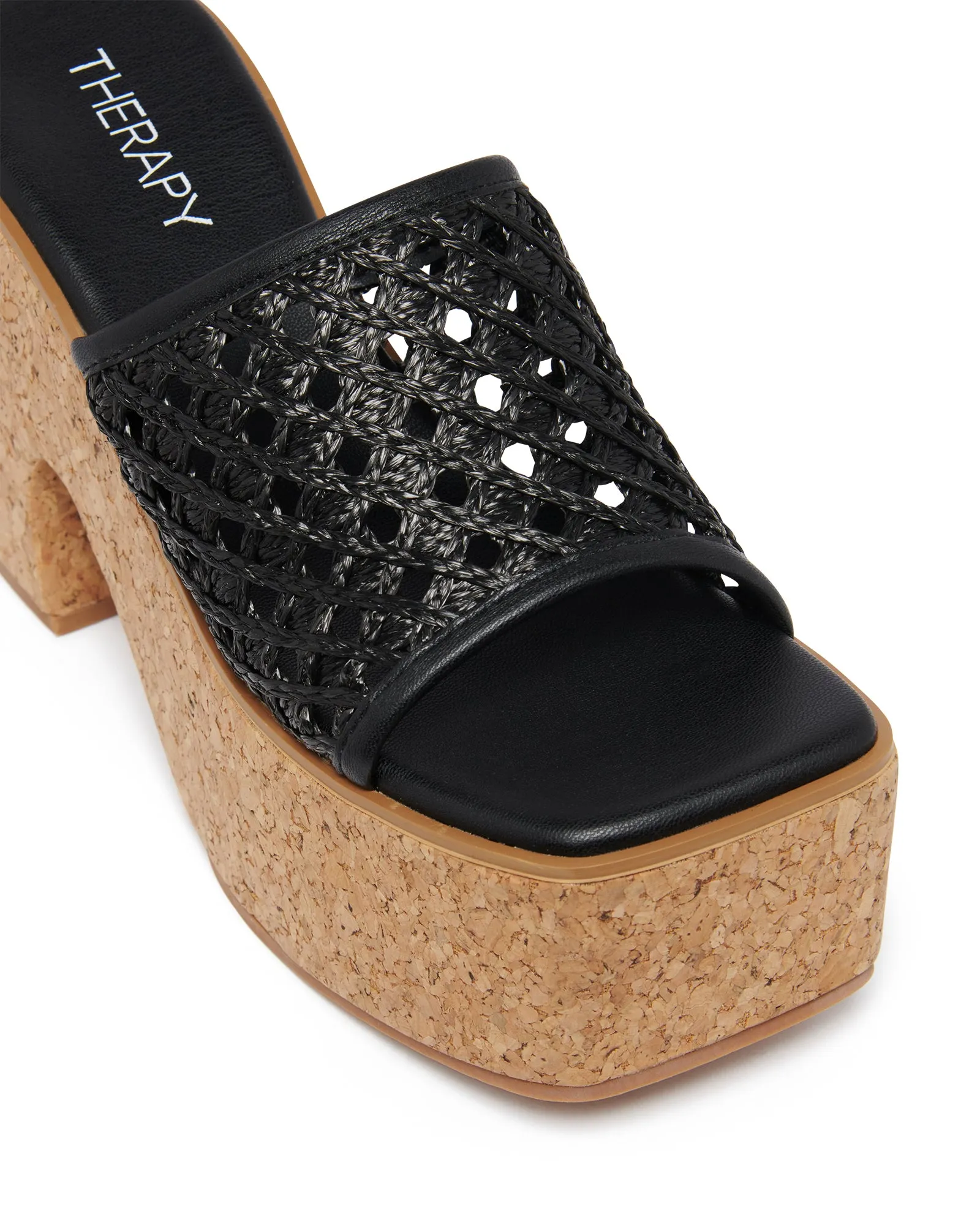 Delirium Platform Heel Black Raffia