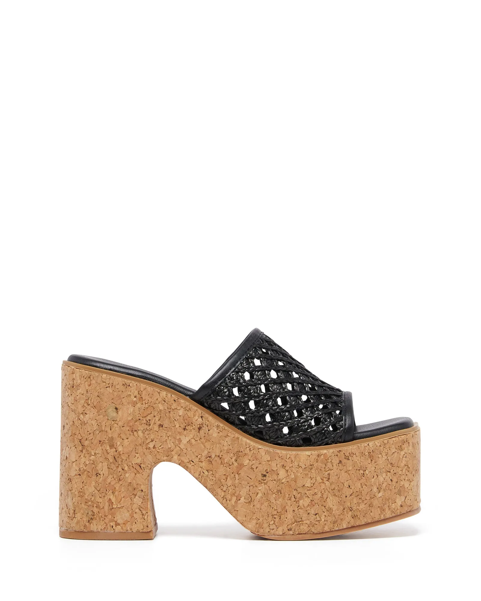 Delirium Platform Heel Black Raffia