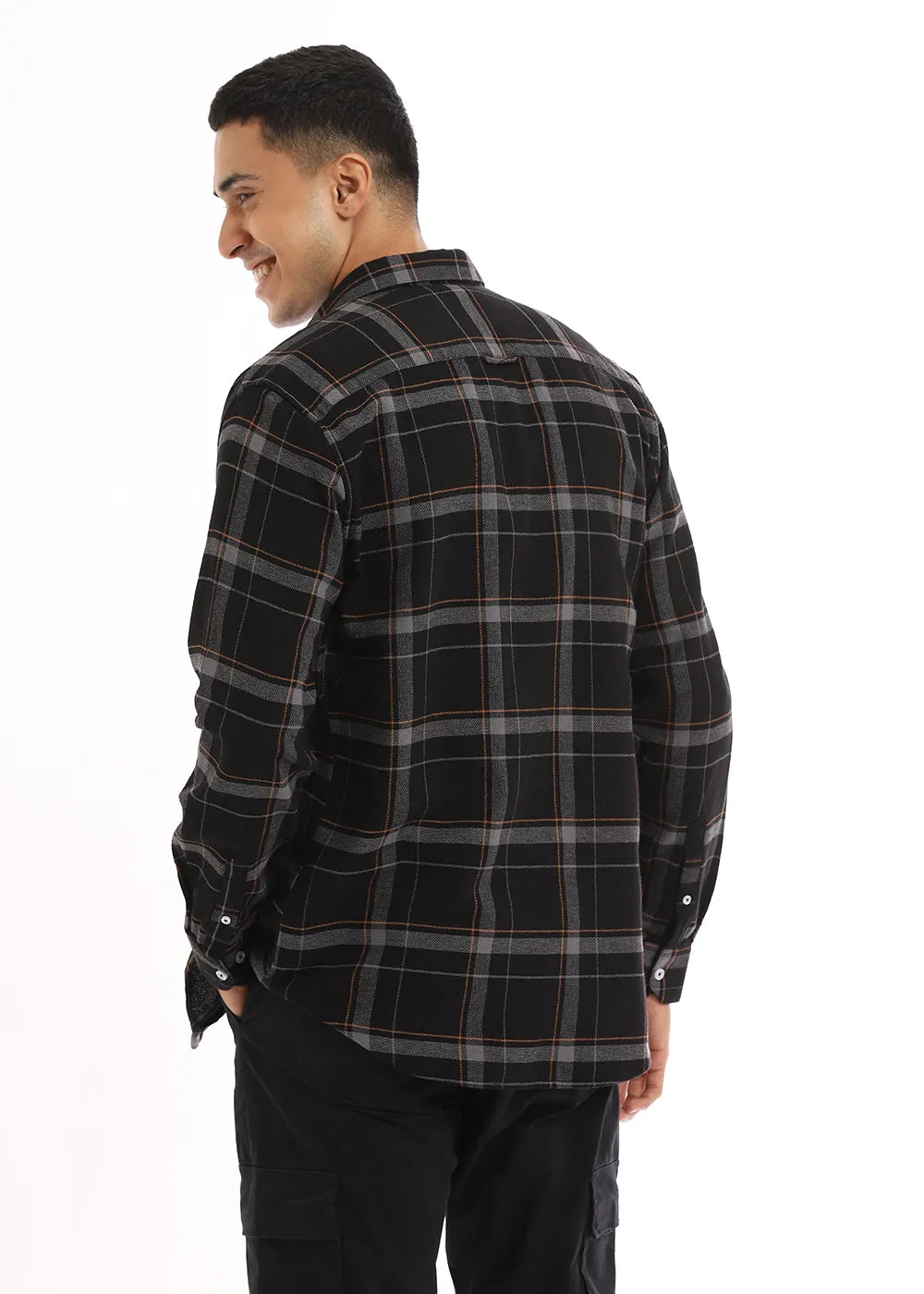 Dobby Charcoal Checked Shirt