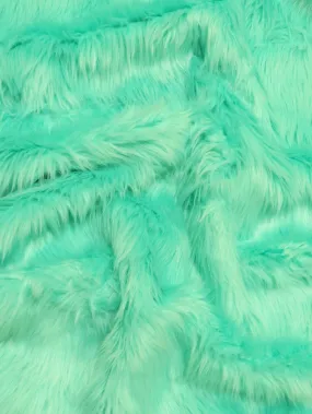 Faux Fake Fur Solid Shaggy Long Pile Fabric / Aqua / 15 Yard Bolt