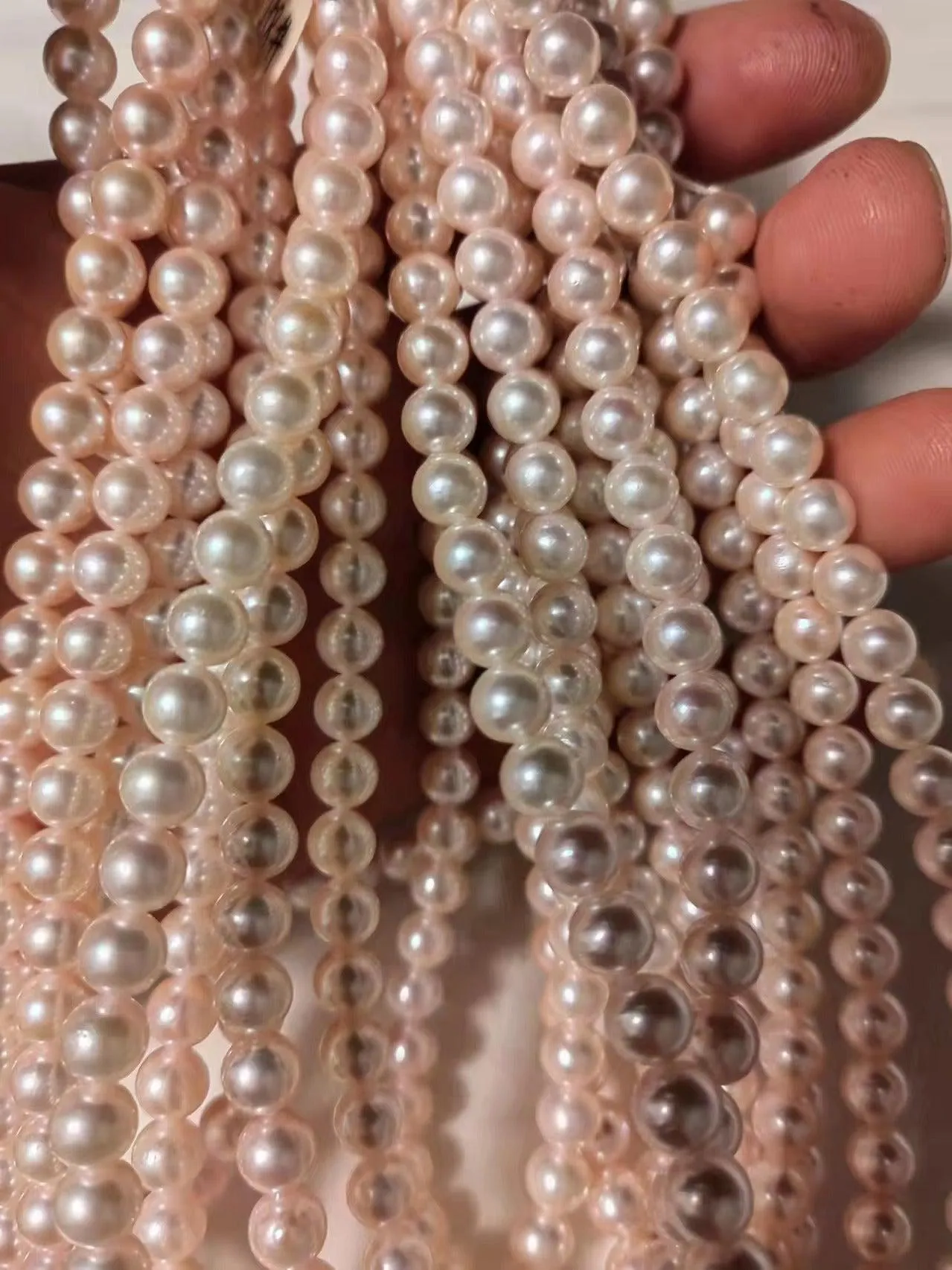 [Fine Jewelry] Akoya Pearl 6-7mm Classic Necklace Pinky Tone 4A  Quality