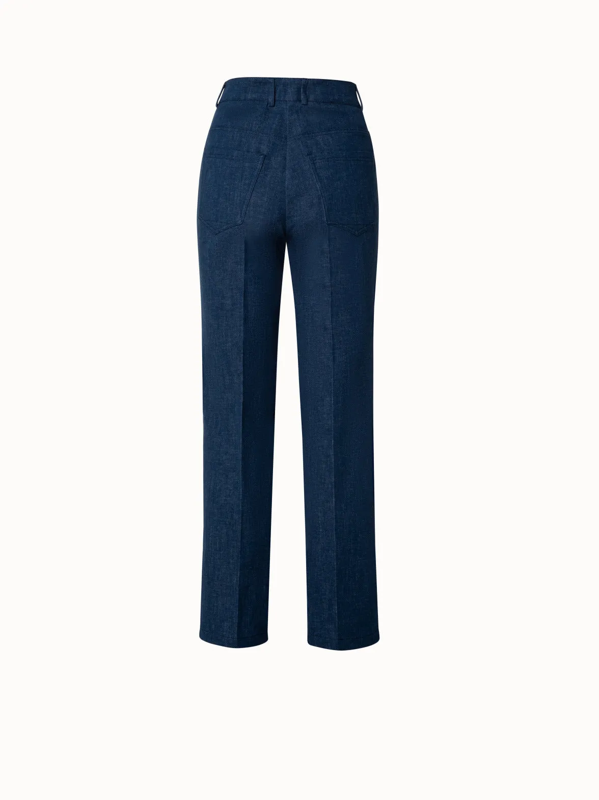 Gerade 7/8 Hose aus Stretch Denim