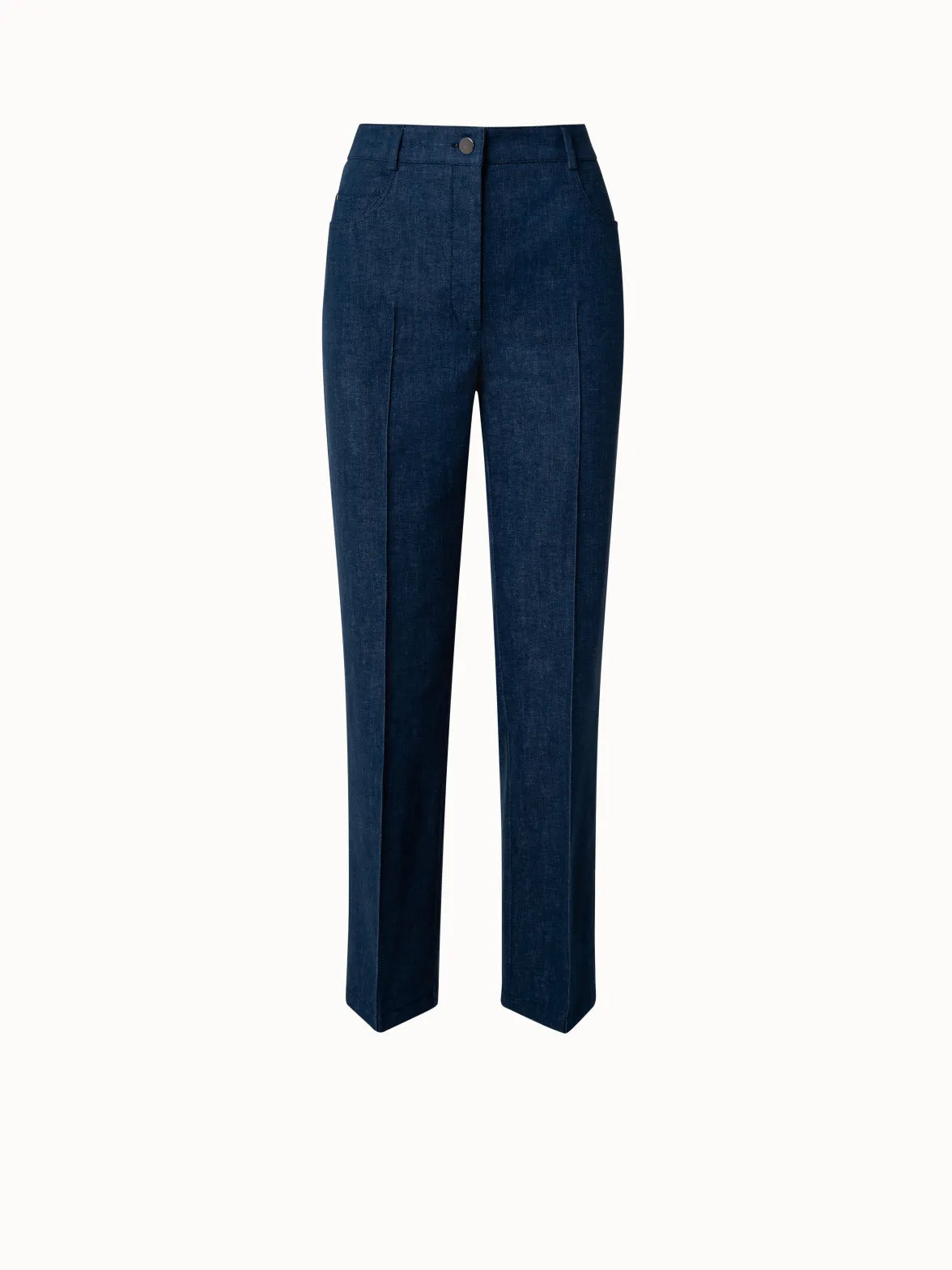 Gerade 7/8 Hose aus Stretch Denim