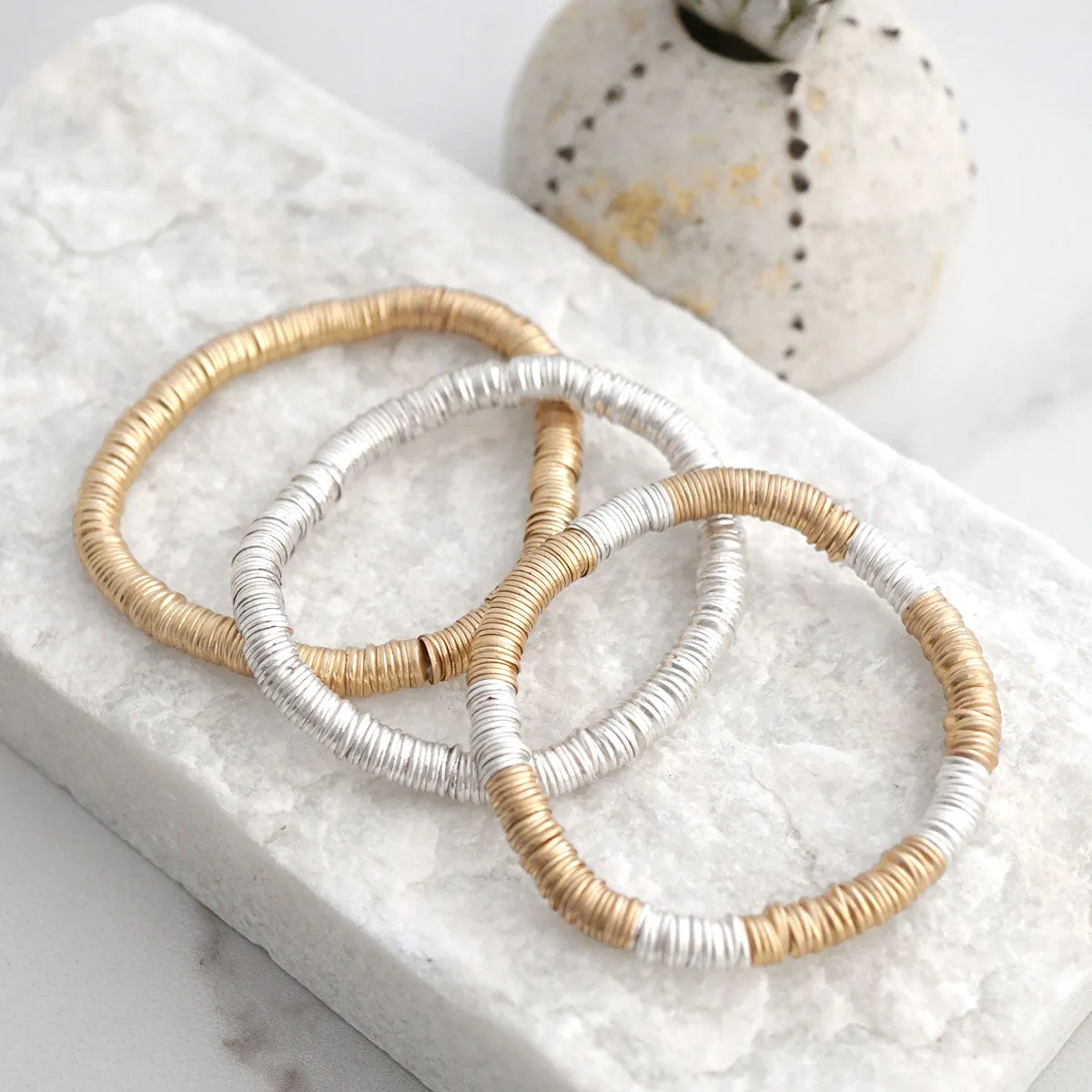 Gold tone Heishi Disc Boho beaded bracelet