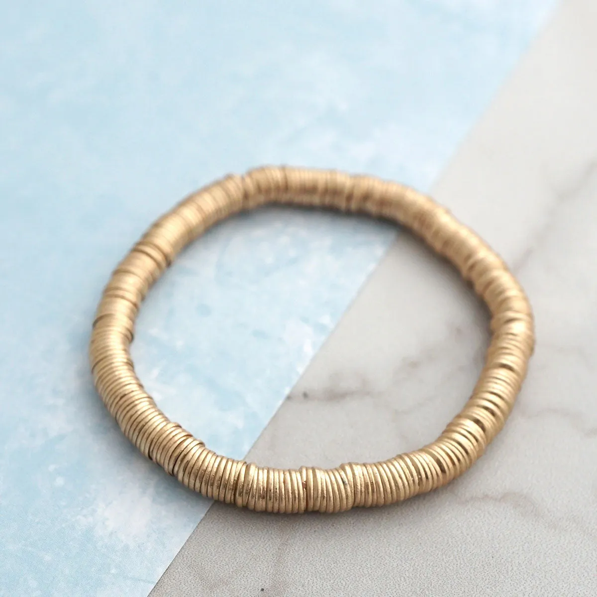 Gold tone Heishi Disc Boho beaded bracelet