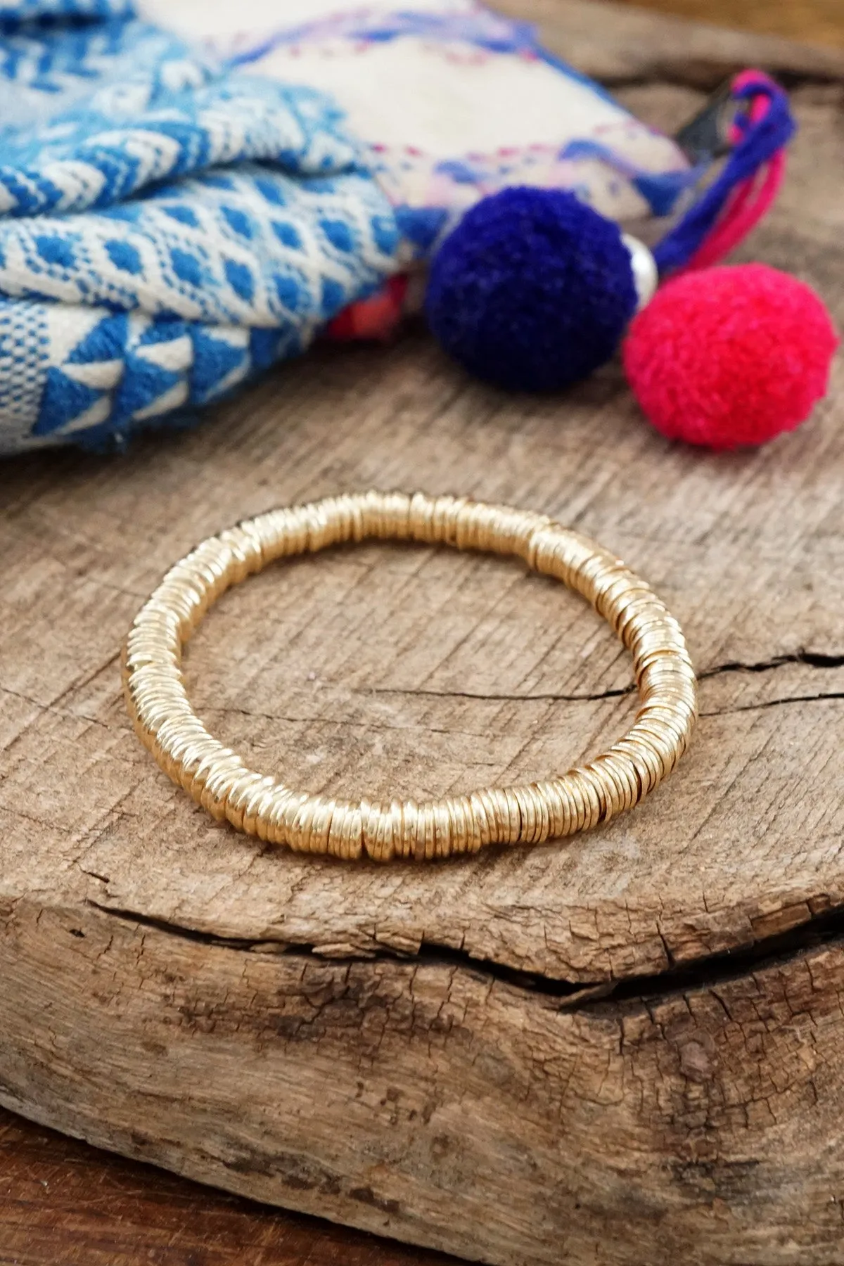 Gold tone Heishi Disc Boho beaded bracelet