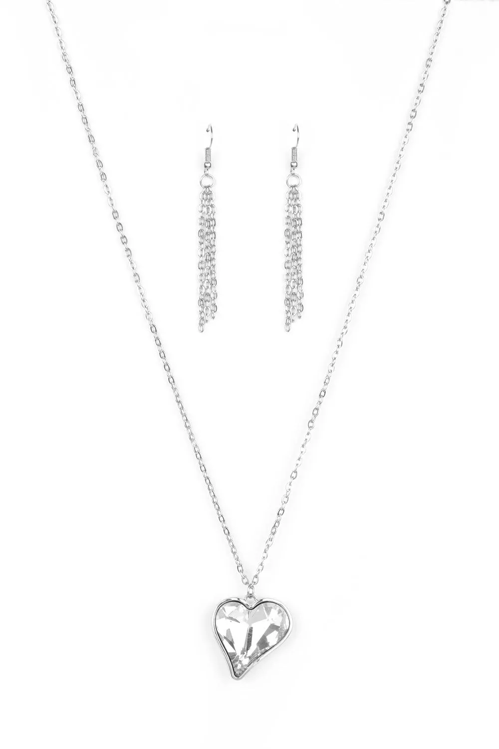 Heart Flutter White Necklace Set