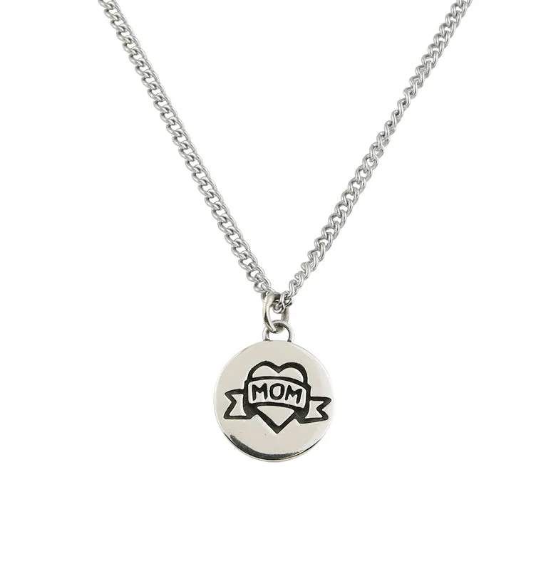 I Heart Mom White Brass Charm Necklace