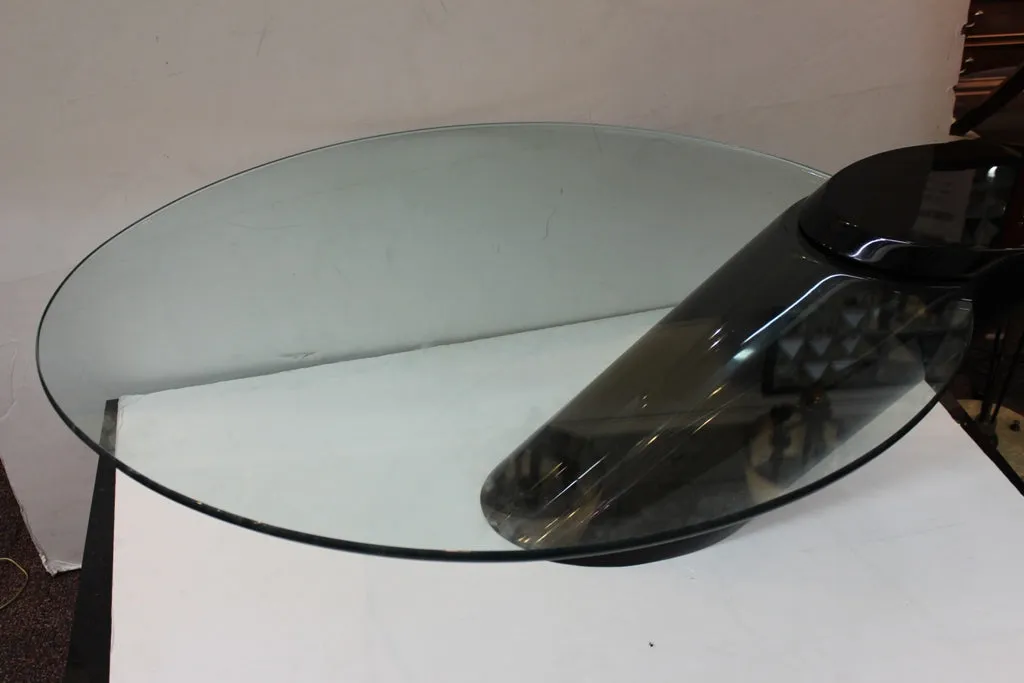 Karl Springer Style Modern Cantilevered Glass Cocktail Table