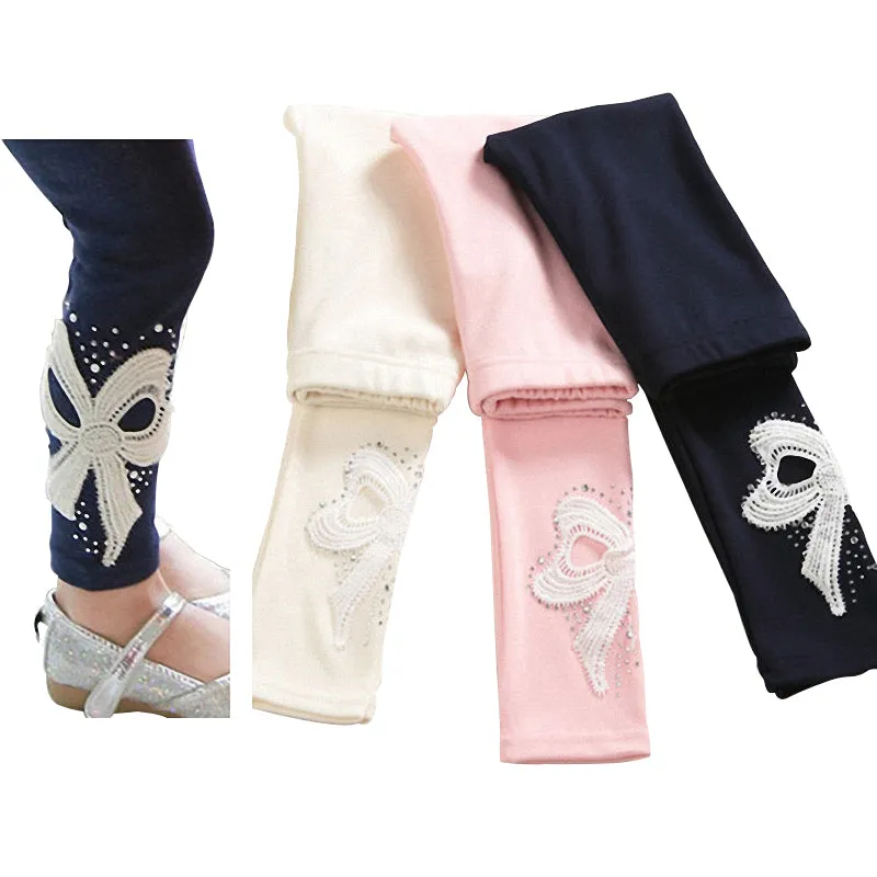 Kids Ruffle Rhinestone Lleggings