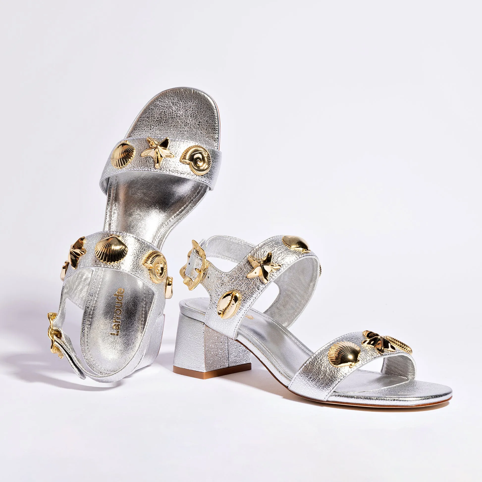 Madison Block In Silver Metallic Leather