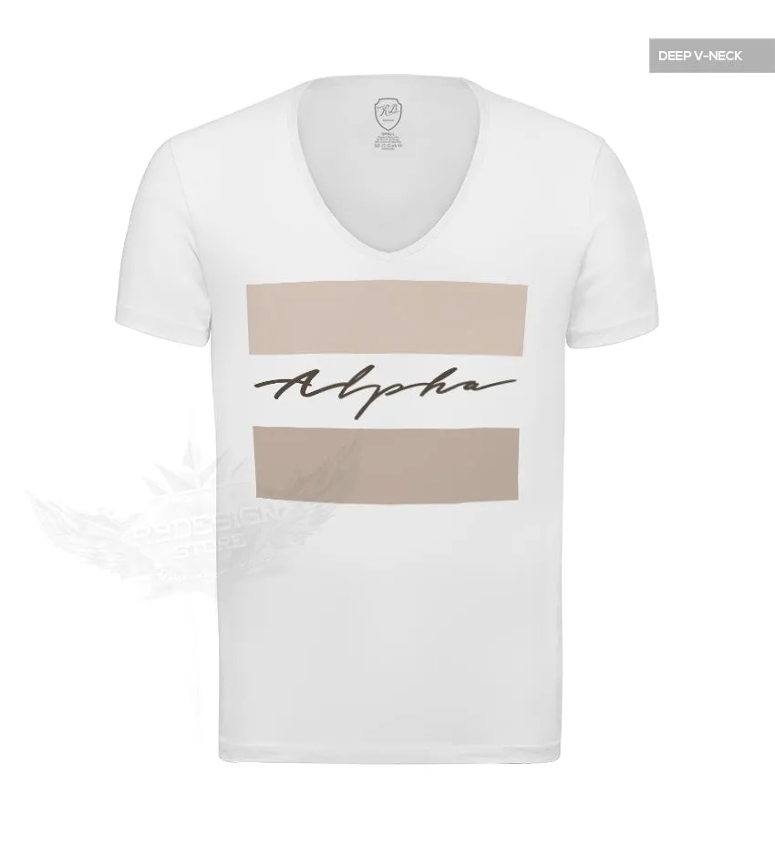 Men's Casual Fashion T-shirt Alpha Male Slim Fit Tee Beige MD885B