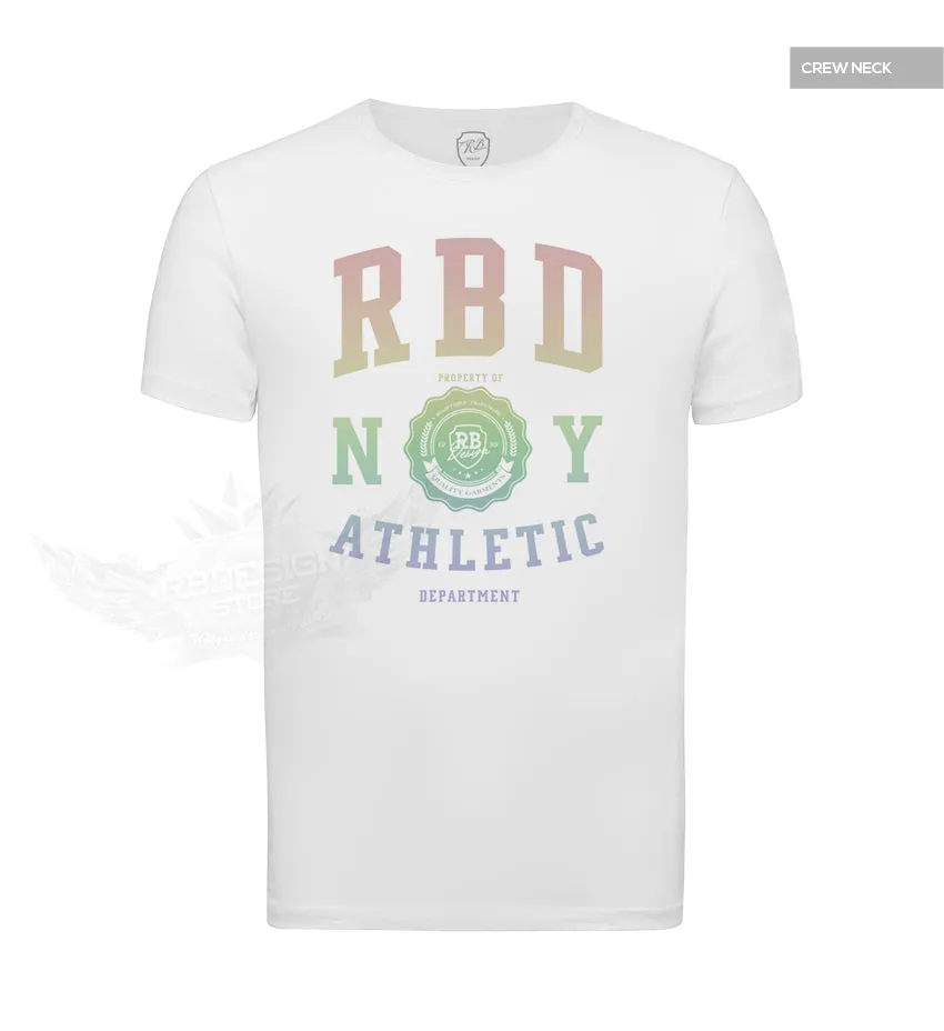 Men's Casual Fashion White T-shirt Finest Quality RB Design Tee Rainbow MD915R