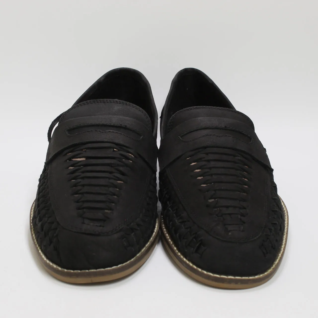 Mens Office Chiswick 2 Woven Saddle Shoes Black Nubuck