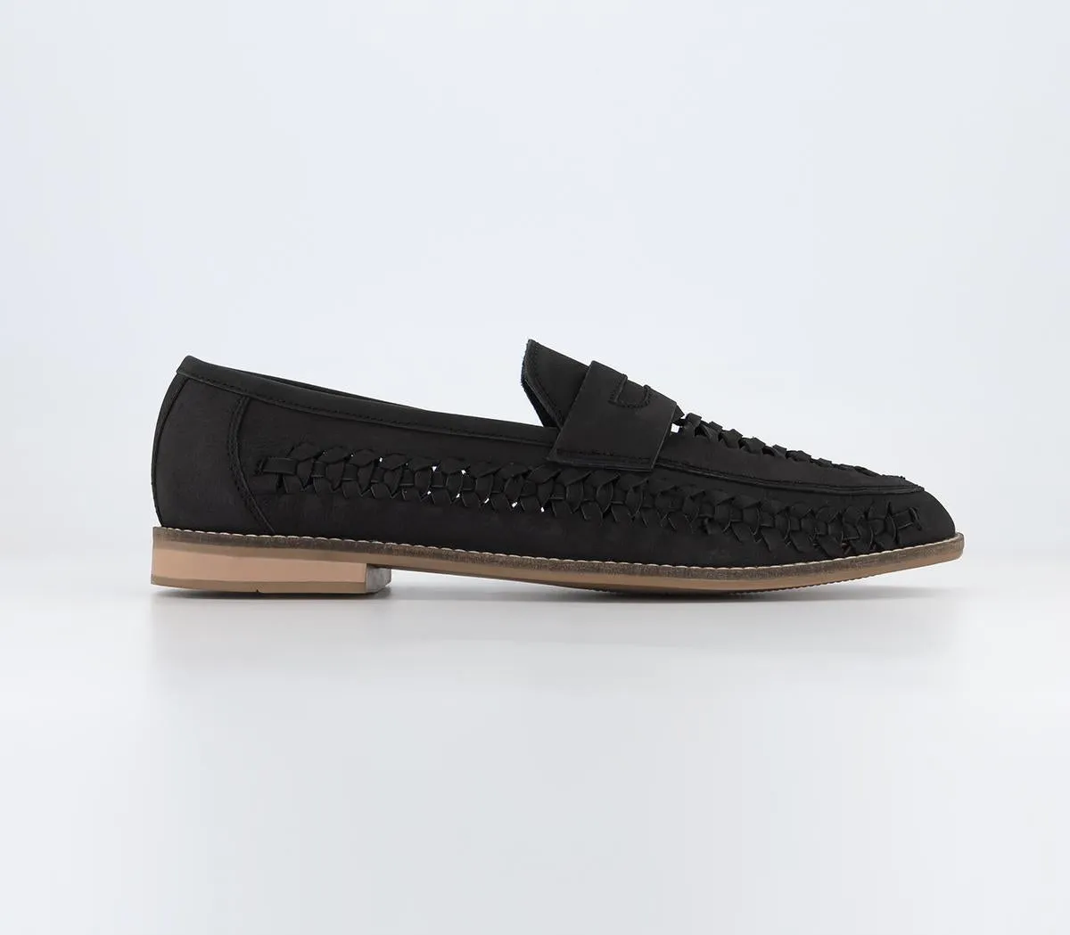 Mens Office Chiswick 2 Woven Saddle Shoes Black Nubuck