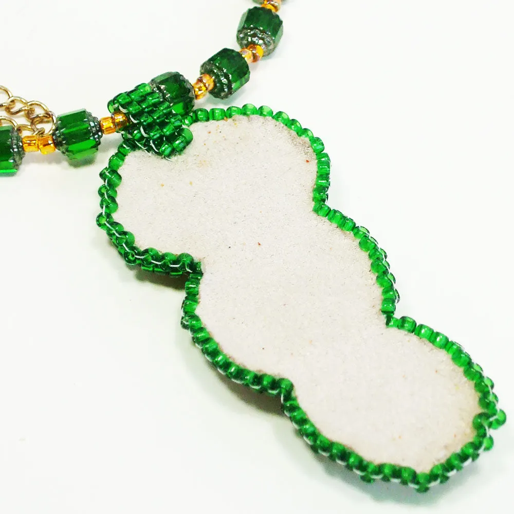 Nakita, Green Glass Cabochons, Pendant, Necklace