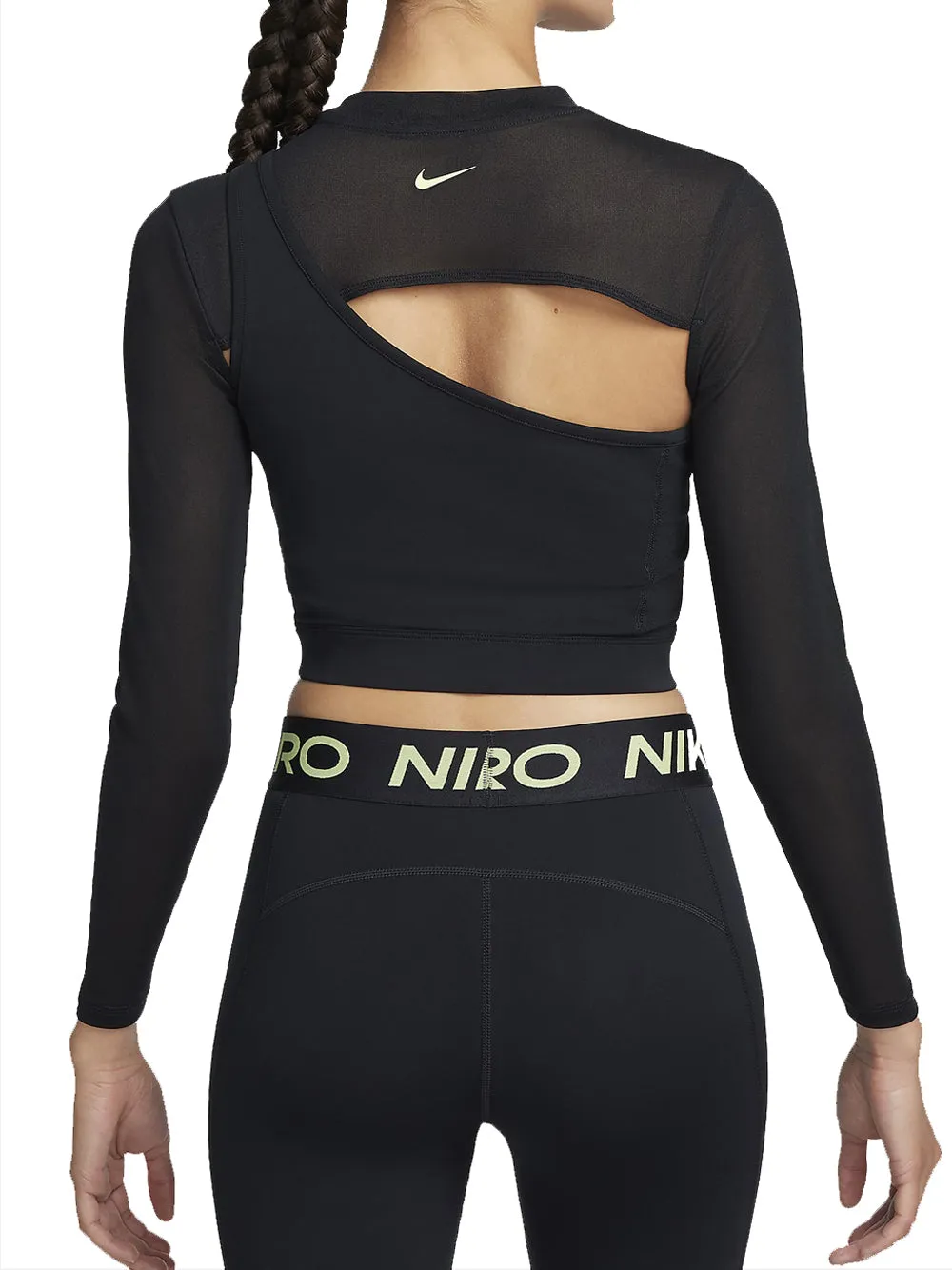 Nike Pro Top corto a manica lunga - Nero/Nero/Light