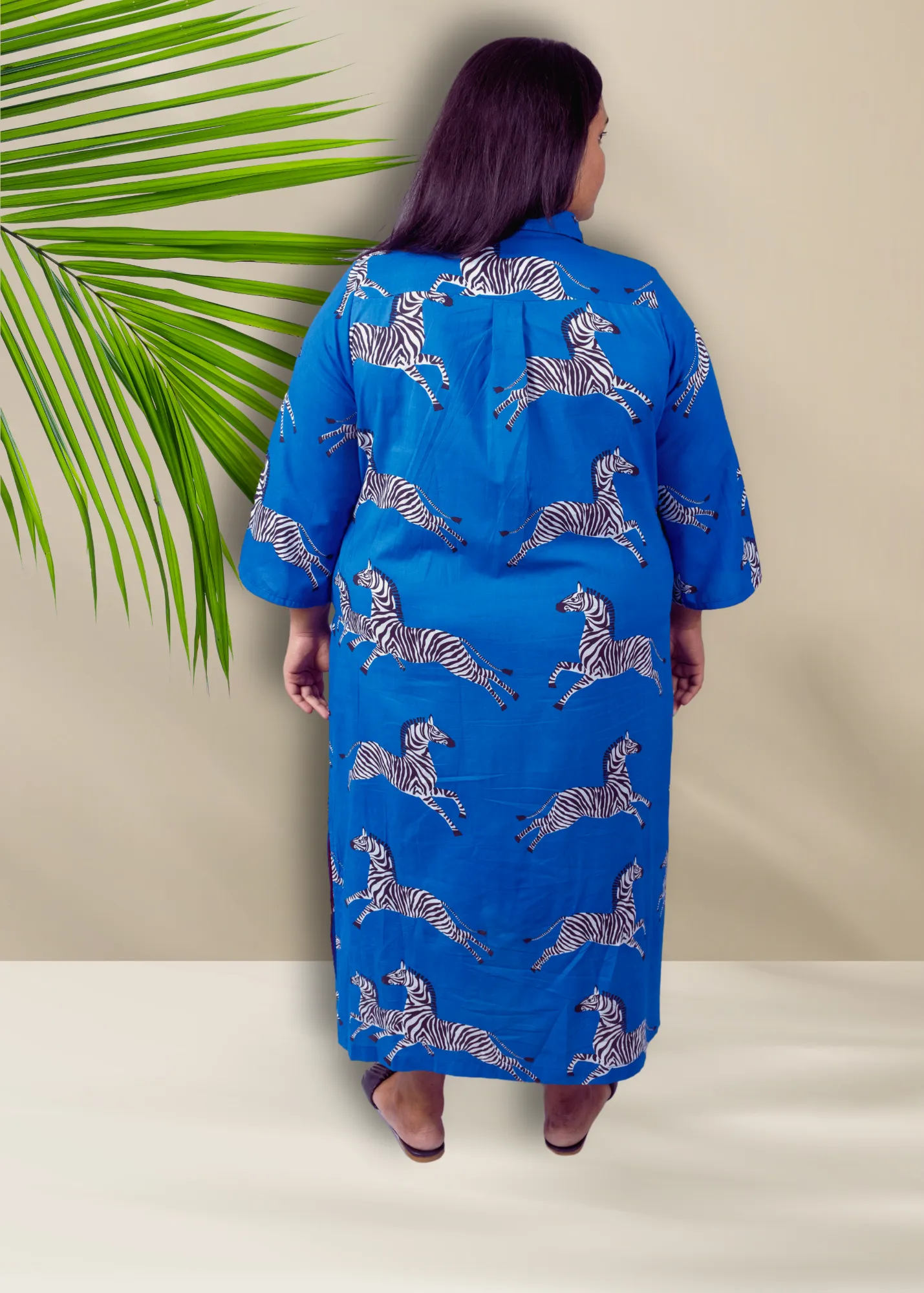 Nikki Lounge Dress - Blue Zebra