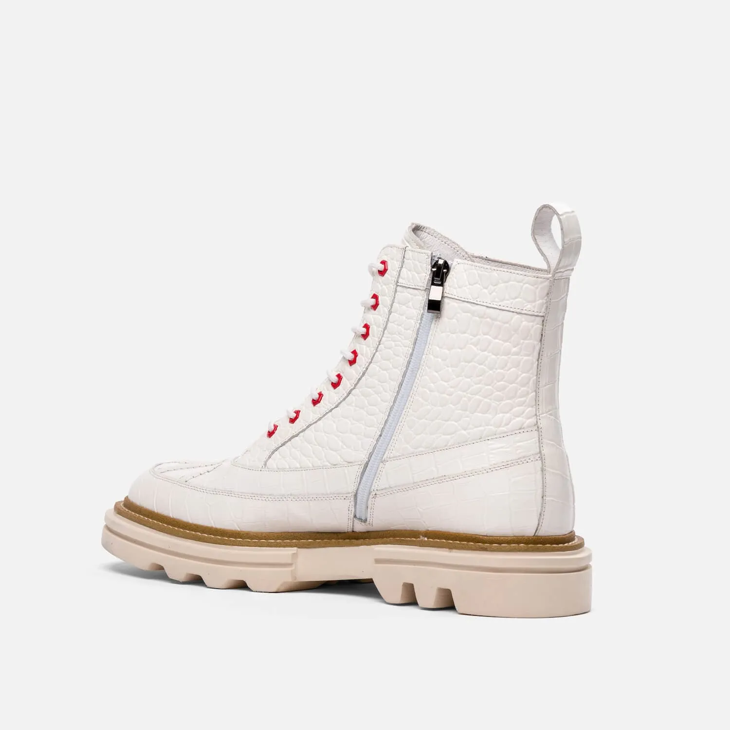 Odin Arctic White Leather Combat Boots