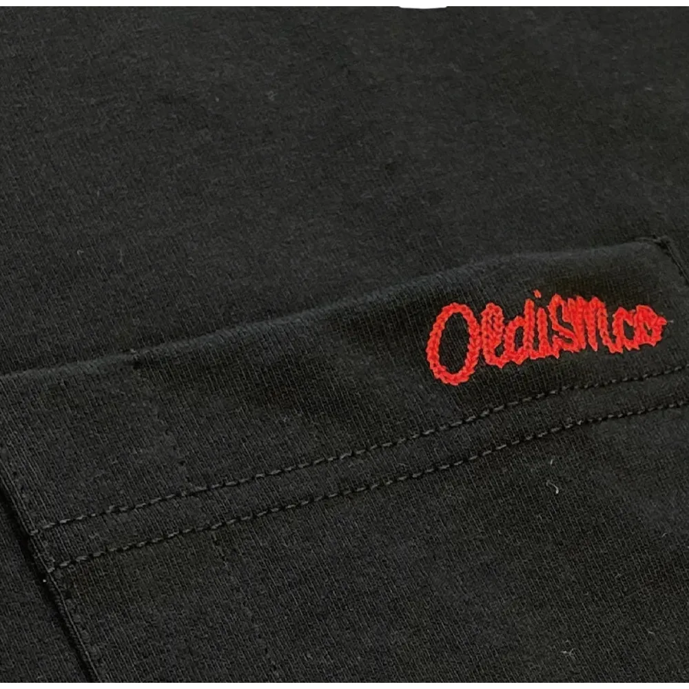 OLDISM OLD/SM OVERSIZE EMBROIDERY LABEL POCKET TEE-BLACK