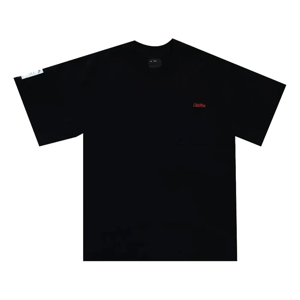 OLDISM OLD/SM OVERSIZE EMBROIDERY LABEL POCKET TEE-BLACK