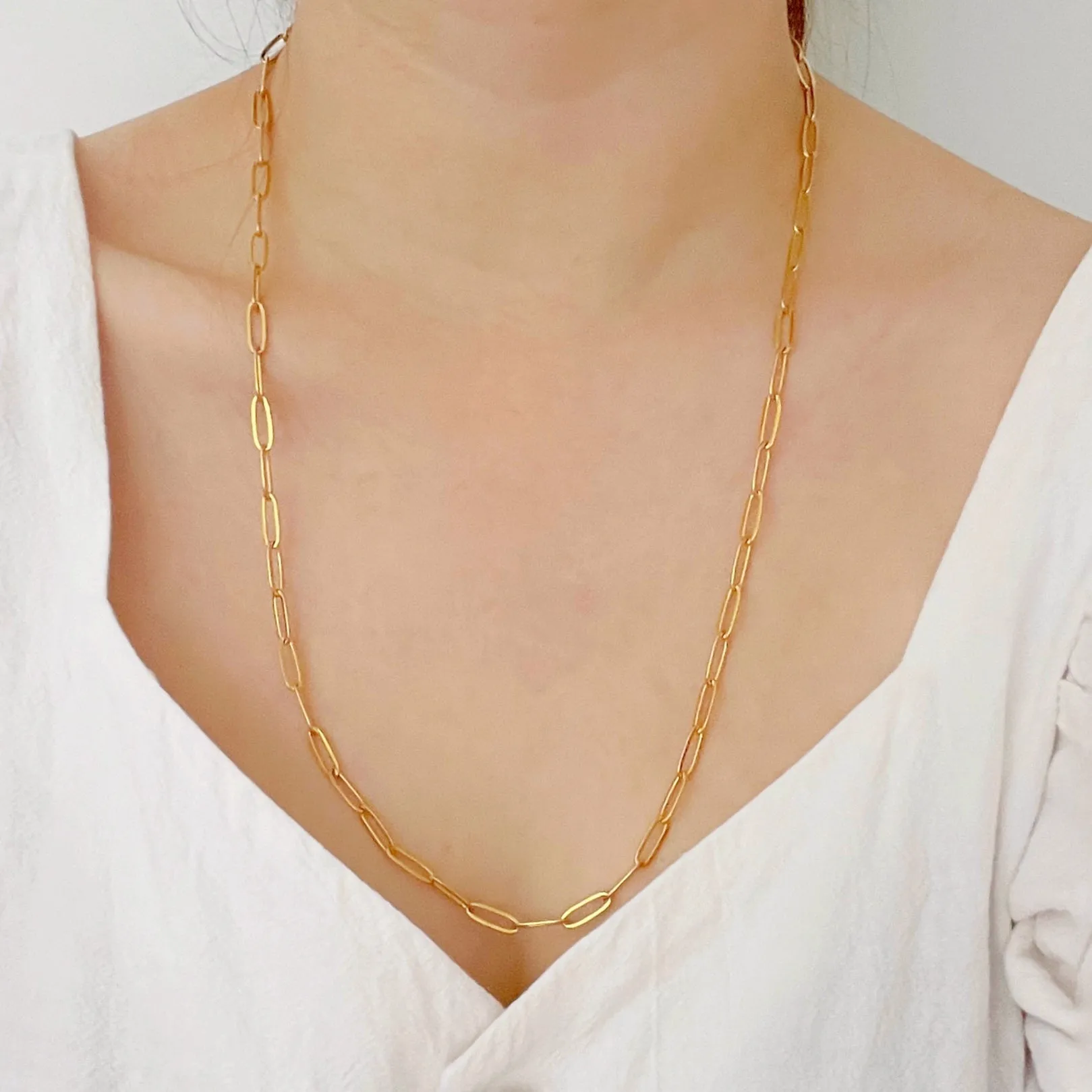 Paperclip Chain Necklace Gold