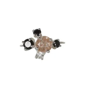 Rutilated Quartz Cluster Ring, Silver