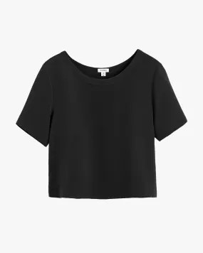 Silk Cropped Crewneck Tee