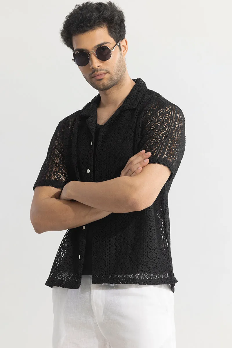 Tailored Vision Black Crochet Shirt