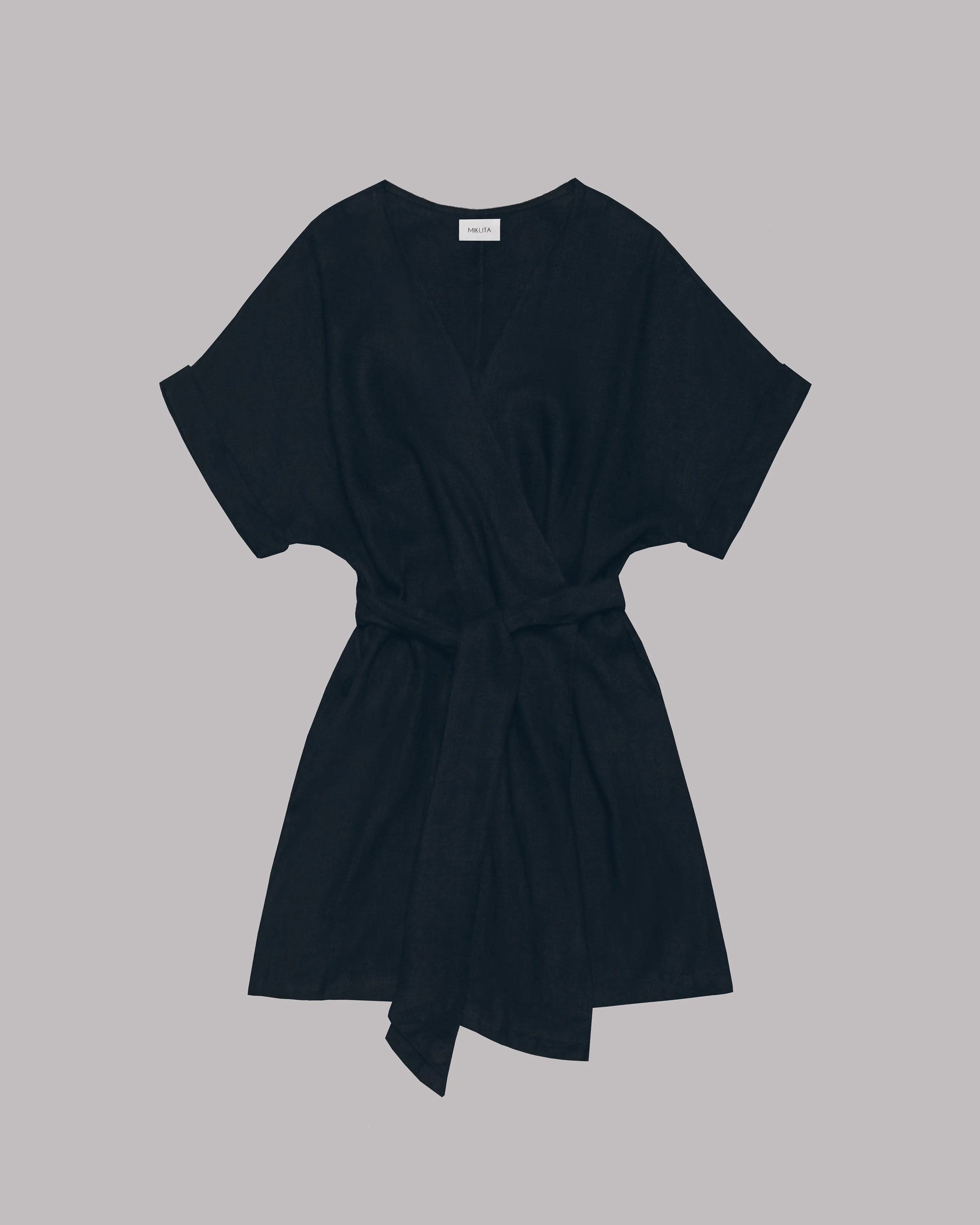 The Black Linen Kimono Dress