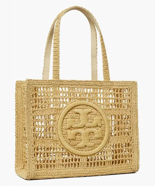 Tory Burch Ella Hand Crocheted Small Tote Bag - Natural