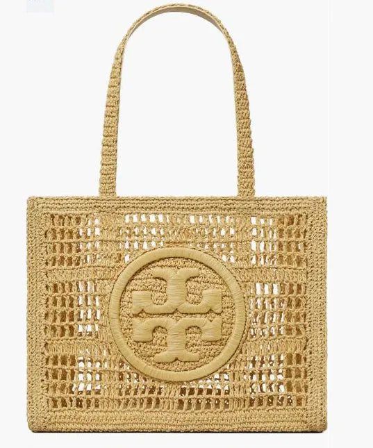 Tory Burch Ella Hand Crocheted Small Tote Bag - Natural