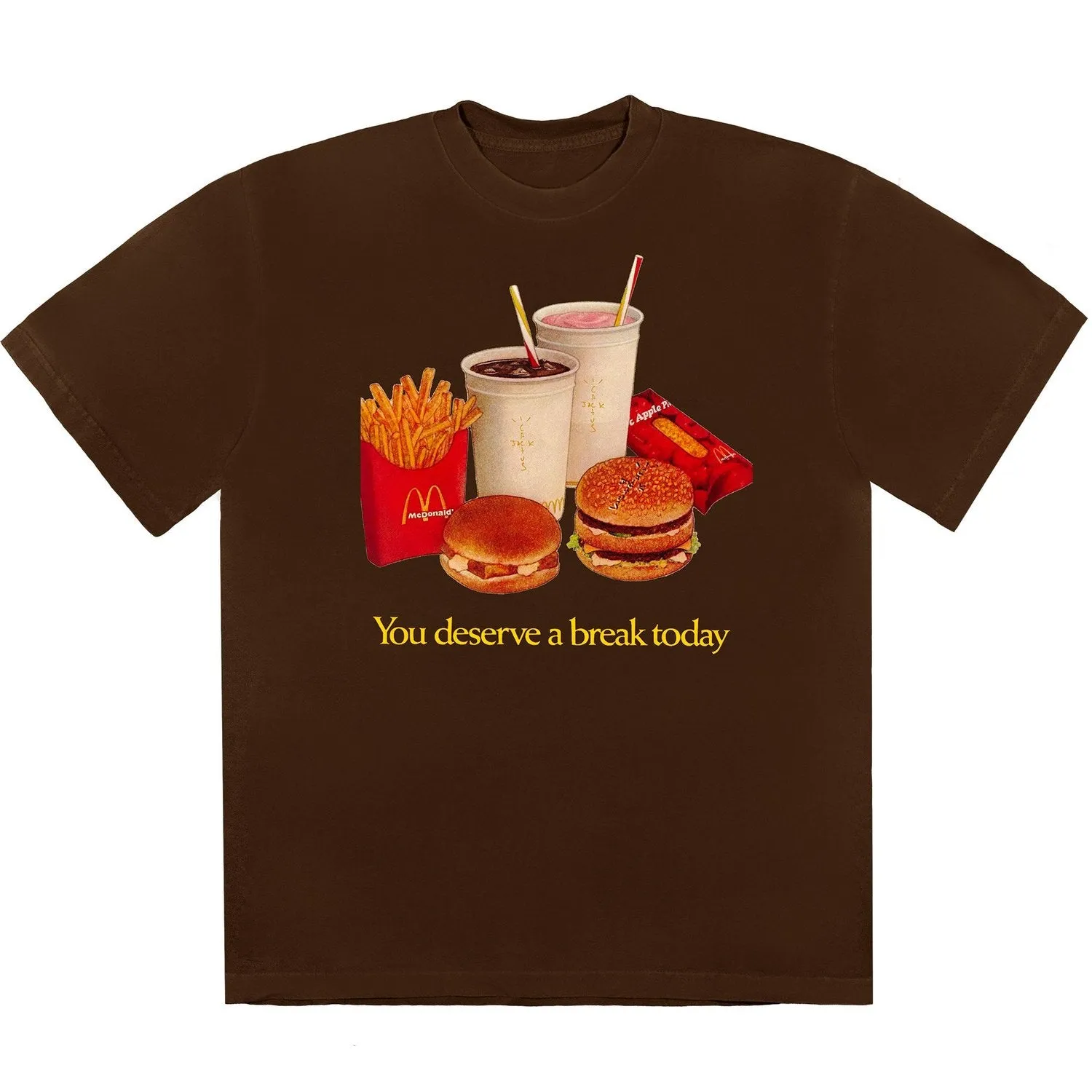 Travis Scott x McDonald's Deserve A Break T-shirt Brown