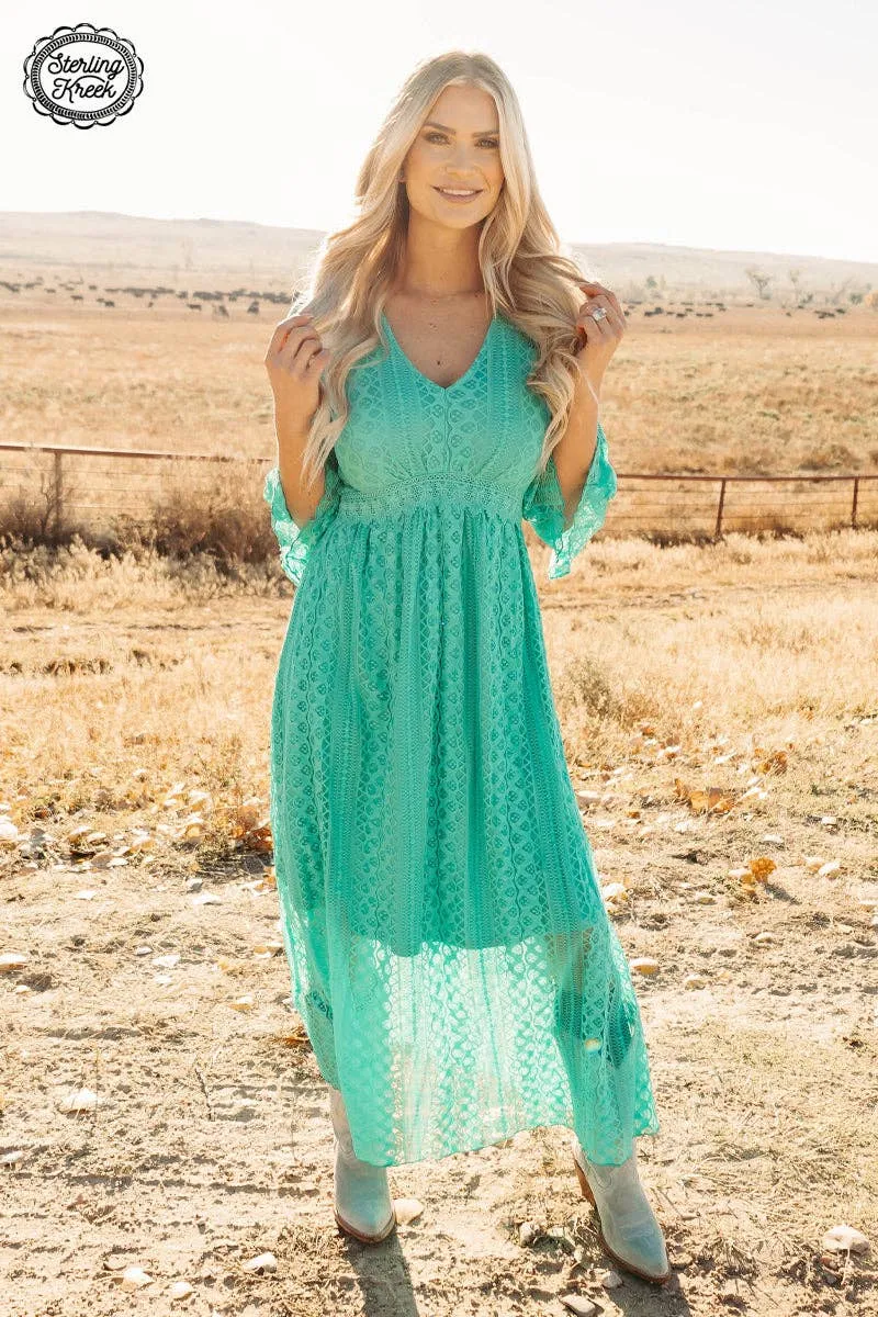 Victorian Lace Maxi Dress Turquoise: Turquoise