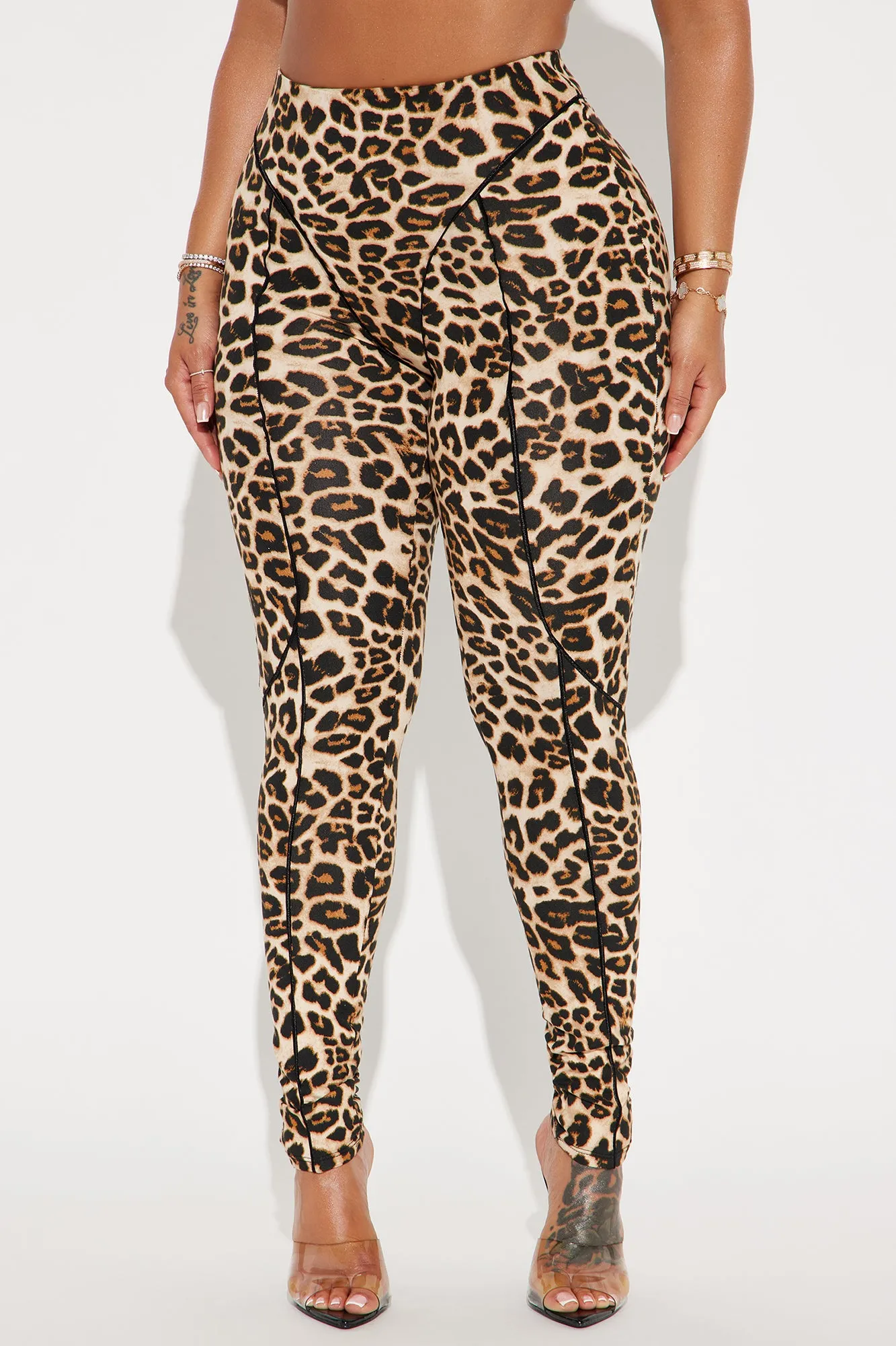 What A Catch Leopard High Rise Legging - Brown/combo