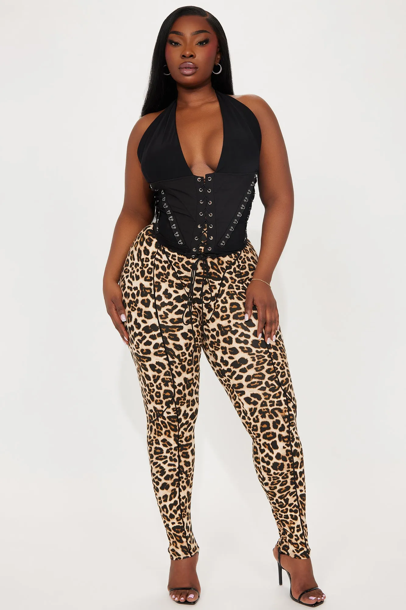 What A Catch Leopard High Rise Legging - Brown/combo